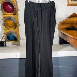 The Limited Black Pinstripe wide leg cuffed Dress Pant